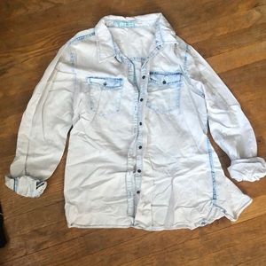 Button up “bleach wash” jean top